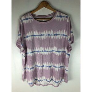 Old Navy Luxe Women's Purple Tie Dye Short Sleeve Crewneck T-Shirt Stretch XXL